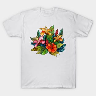 Hibiscus in stained glass style T-Shirt